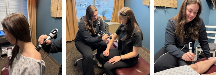 A patient receiving Shockwave therapy treatment.